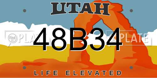 48B34 Utah License Plate