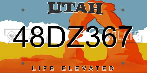 48DZ367 Utah License Plate