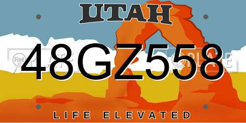 48GZ558 Utah License Plate