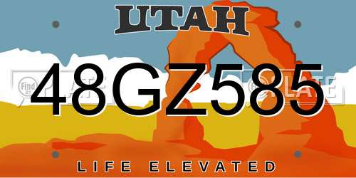 48GZ585 Utah License Plate