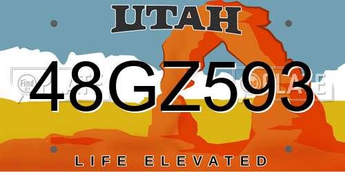 48GZ593 Utah License Plate