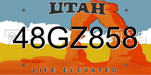 48GZ858 Utah License Plate