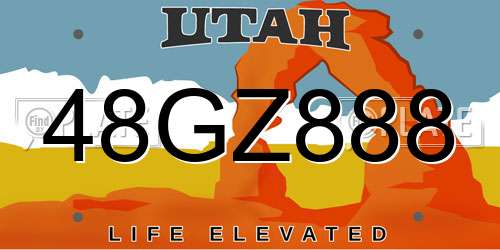 48GZ888 Utah License Plate