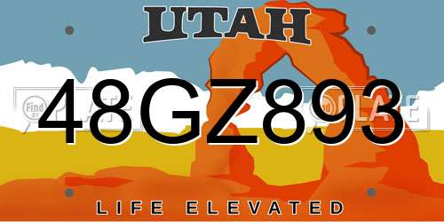 48GZ893 Utah License Plate