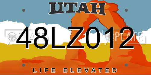 48LZ012 Utah License Plate