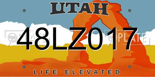 48LZ017 Utah License Plate