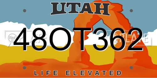 48OT362 Utah License Plate