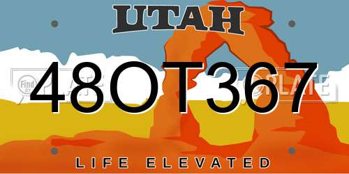 48OT367 Utah License Plate