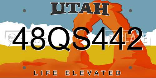 48QS442 Utah License Plate