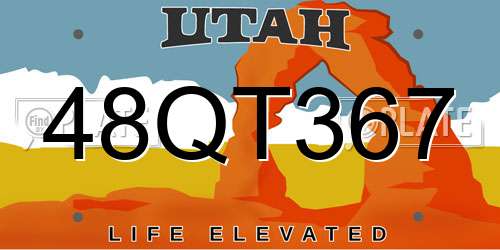 48QT367 Utah License Plate