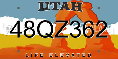 48QZ362 Utah License Plate
