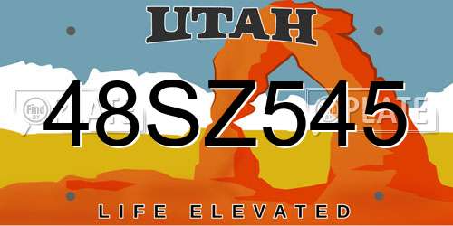 48SZ545 Utah License Plate