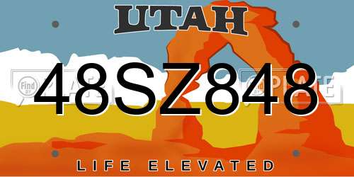 48SZ848 Utah License Plate