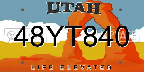 48YT840 Utah License Plate