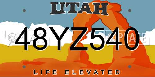 48YZ540 Utah License Plate