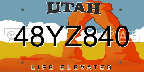 48YZ840 Utah License Plate