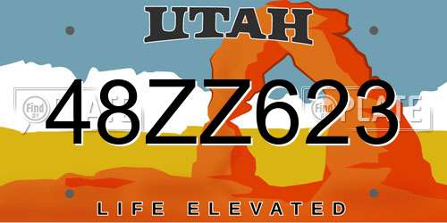 48ZZ623 Utah License Plate