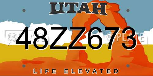 48ZZ673 Utah License Plate