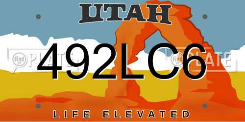 492LC6 Utah License Plate