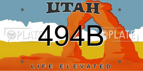 494B Utah License Plate
