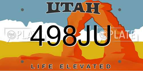 498JU Utah License Plate