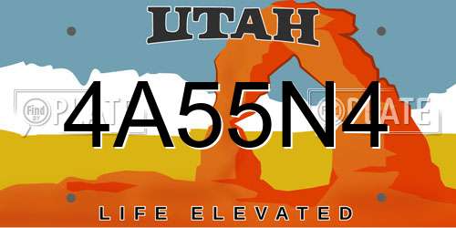 4A55N4 Utah License Plate