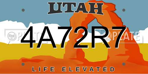 4A72R7 Utah License Plate