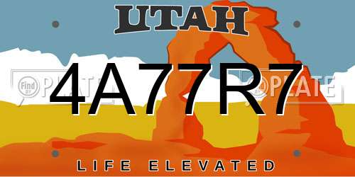 4A77R7 Utah License Plate