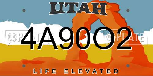 4A90O2 Utah License Plate