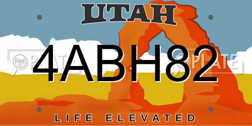 4ABH82 Utah License Plate
