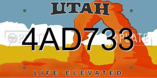 4AD733 Utah License Plate