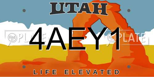 4AEY1 Utah License Plate