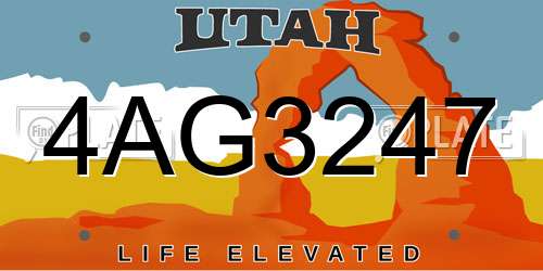 4AG3247 Utah License Plate
