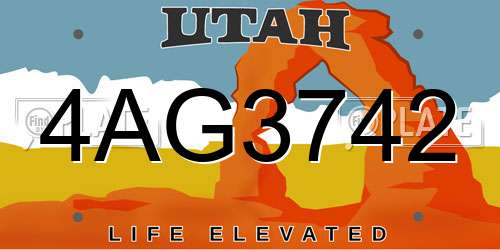 4AG3742 Utah License Plate