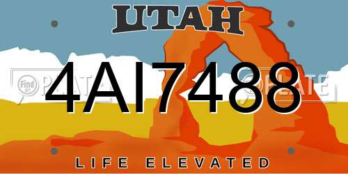 4AI7488 Utah License Plate