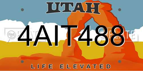 4AIT488 Utah License Plate