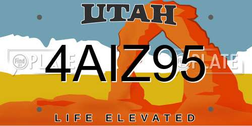 4AIZ95 Utah License Plate