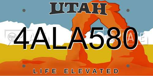 4ALA580 Utah License Plate
