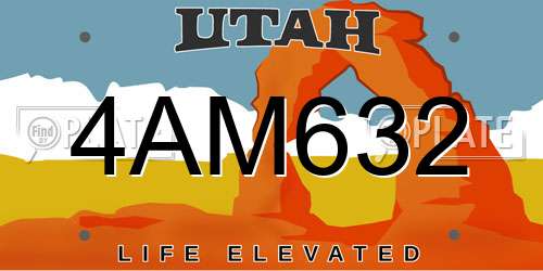 4AM632 Utah License Plate