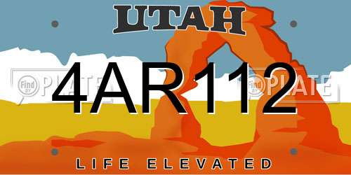 4AR112 Utah License Plate