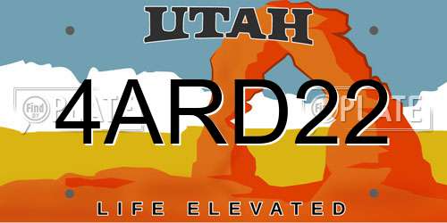 4ARD22 Utah License Plate