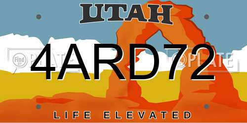 4ARD72 Utah License Plate