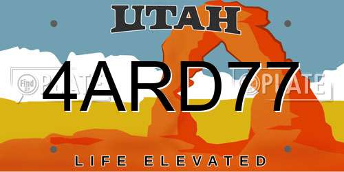 4ARD77 Utah License Plate