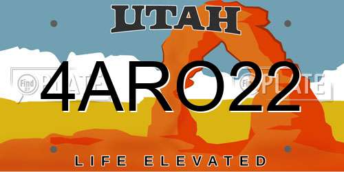4ARO22 Utah License Plate