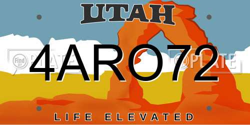 4ARO72 Utah License Plate