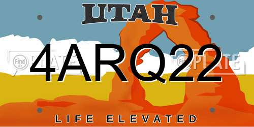 4ARQ22 Utah License Plate