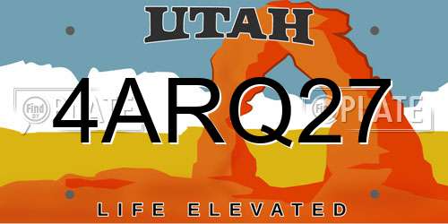 4ARQ27 Utah License Plate