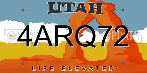 4ARQ72 Utah License Plate