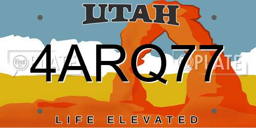 4ARQ77 Utah License Plate
