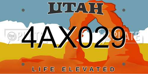4AX029 Utah License Plate